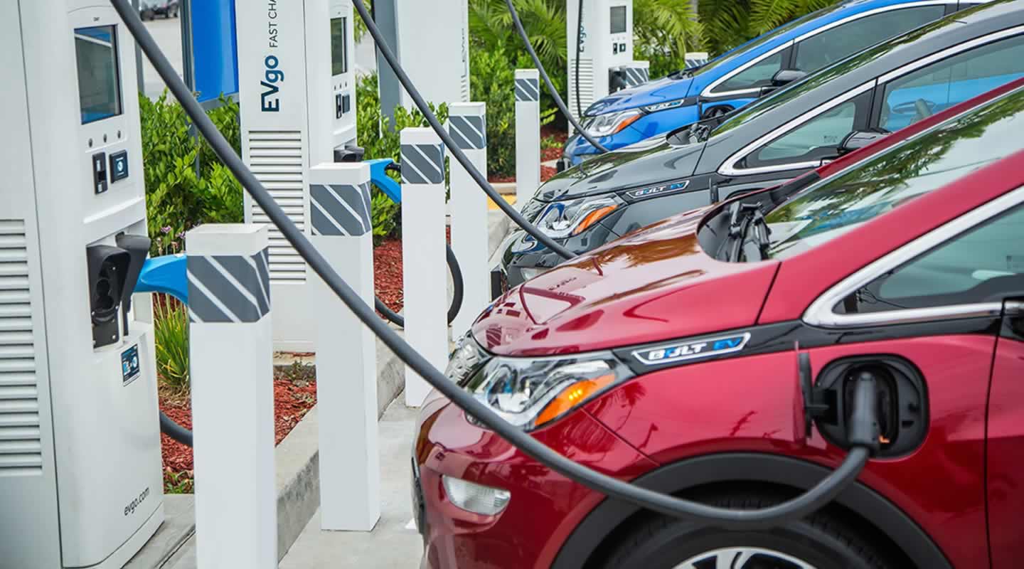 cars charging at EV charging points